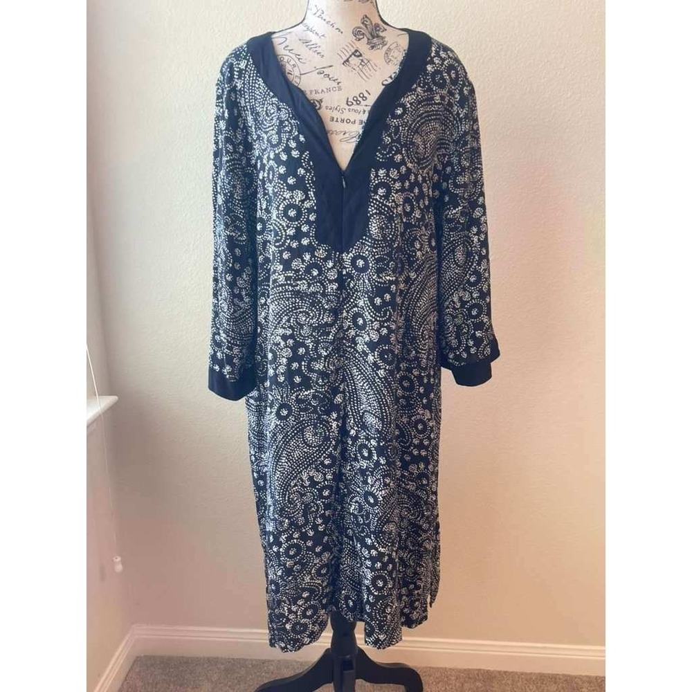 Charter Club Intimates XXL Black Paisley Rayon Caftan Nightgown‎ V-Neck